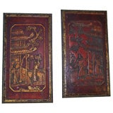 Pair of 19thC Chinese Wood Panels