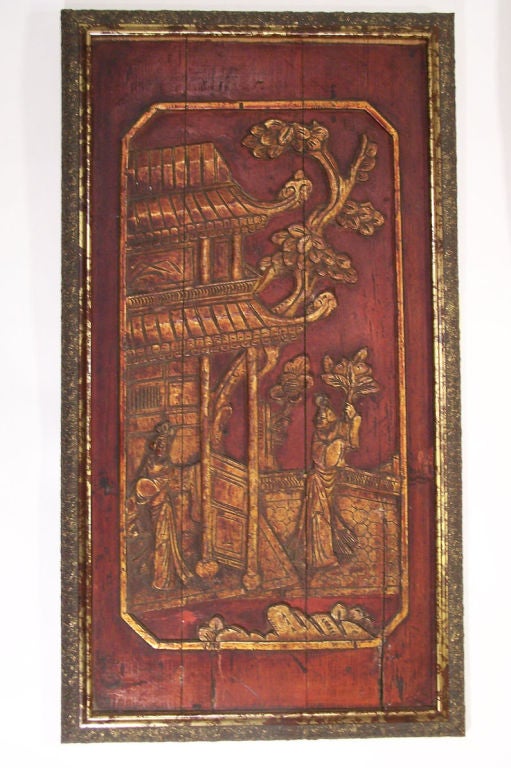 Pair of 19thC Chinese Wood Panels