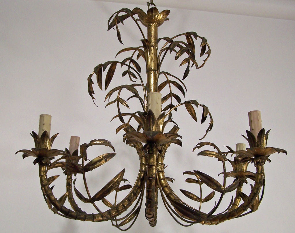 Italian Tole Bamboo Chandelier