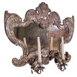 Antique 18thC Italian Silver Mirror Candle Sconce