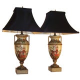 Extraordinary Pair of 19thC Tole Lamps