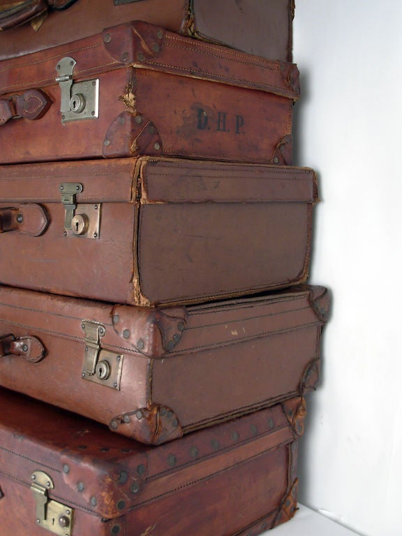 Stack of Antique Leather Luggage at 1stdibs