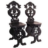 Pair 19th Century Italian Hall Chairs