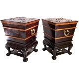 Vintage Pair of Mid 20thC Chinese Ice Chests