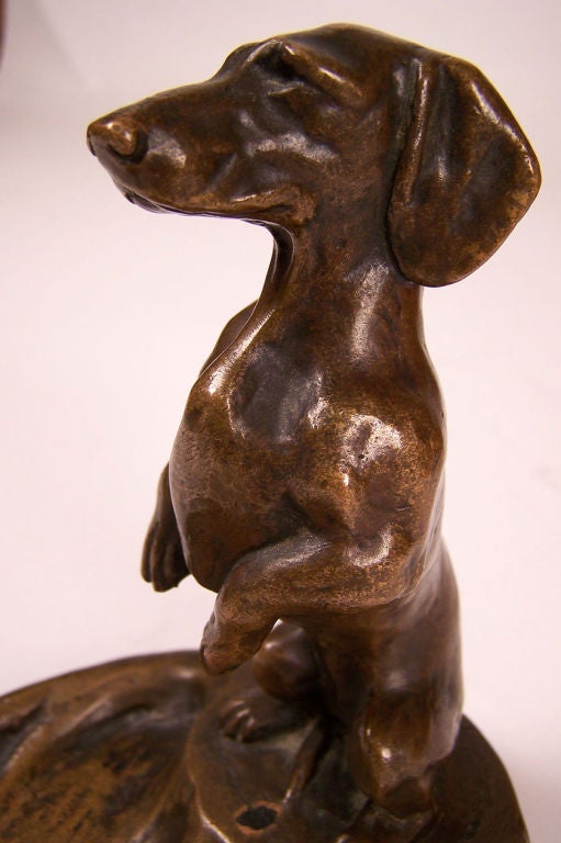 French Bronze Dachsund Calling Card Tray