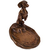 Vintage French Bronze Dachsund Calling Card Tray