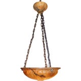 Beautiful Early 20th cent  Amber Colored Alabaster Ceiling Light