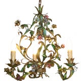 Vintage French Mid 20th Century Painted Tole Chandelier