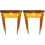 Pair of Demi- Lune Italian Tables
