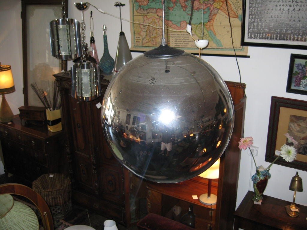 a late 70`s, large mercury glass globe, rewired