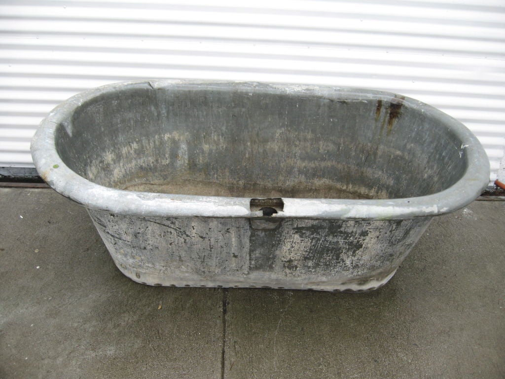 19th Century Zinc Bathtub