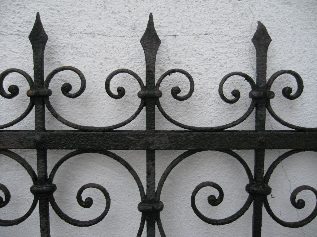 Wrought Iron Fence with Matching Door In Distressed Condition For Sale In Los Angeles, CA