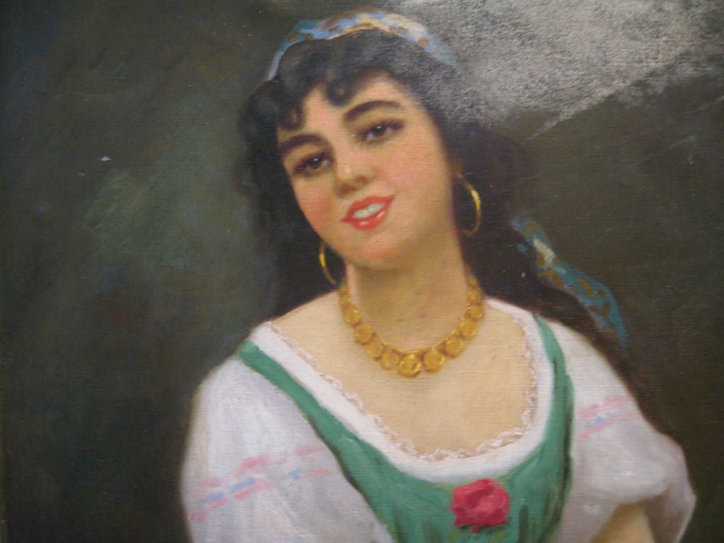 Portrait of pleasant woman, oil on Canvas signed by artist