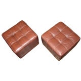 Pair of leather squar ottomans