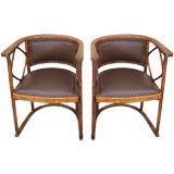 Antique Vienna Secessionist  pair of arm chairs by Josef Hoffmann