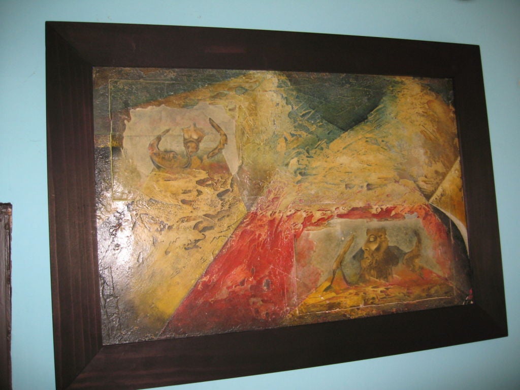 Late 20th Century Italian painting   colaz  and oil For Sale