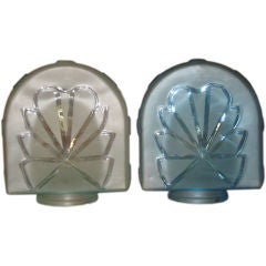 French art deco powder blue glass shades