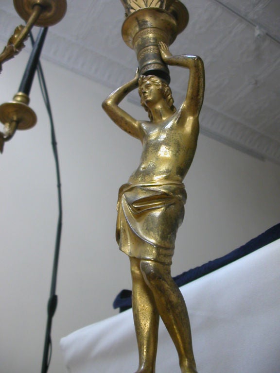 Pair of Neoclassic Empire figural ormolu candelabra