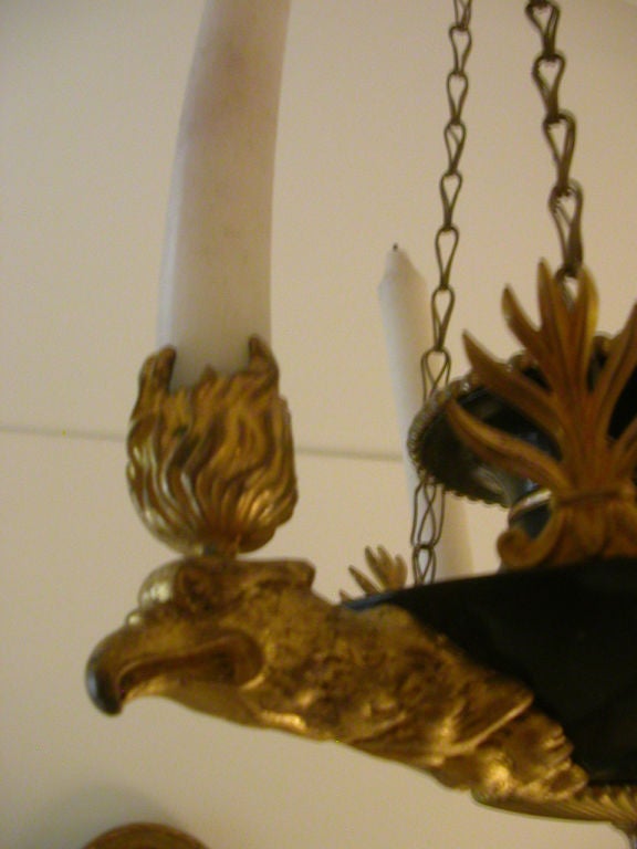 Baltic Empire Patinated Bronze Ormolu Three-lights Chandelier