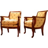 Pair Of  Empire Stained Fruitwood Bergere