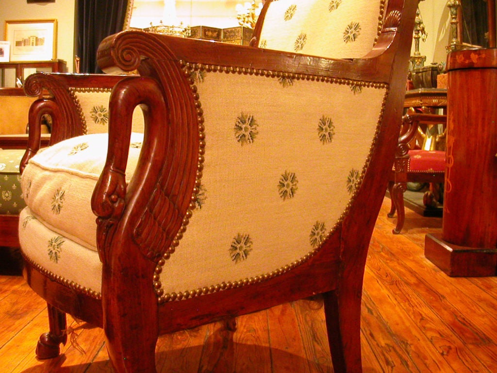 19th Century Pair Of  Empire Stained Fruitwood Bergere For Sale
