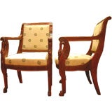 Set Of  Four Continental Empire Fruitwood Fauteuils