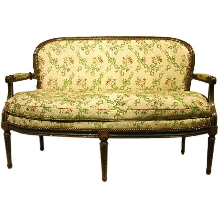French  Louis XVI Painted And Gilt Settee For Sale
