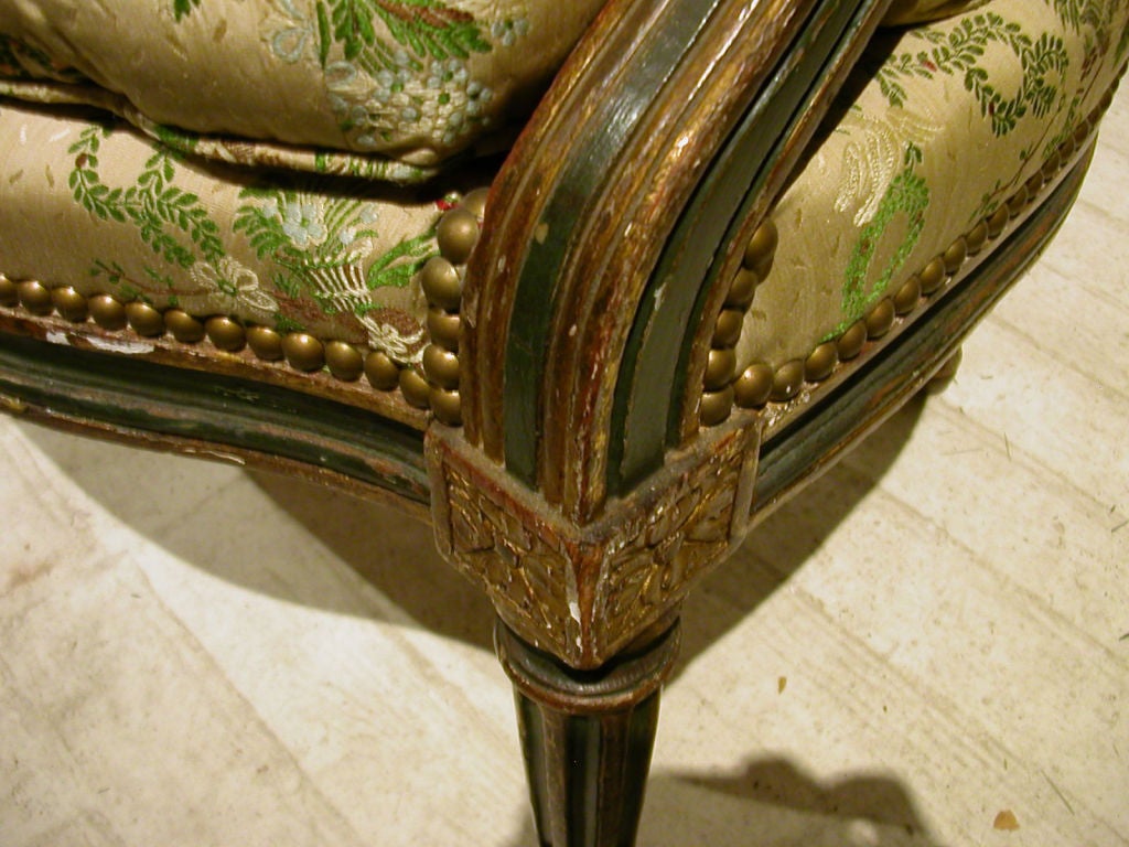 French Neoclassic painted and Gilt Sofa