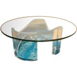 Vintage Modern Lucite Base Glass Top Coffee Table