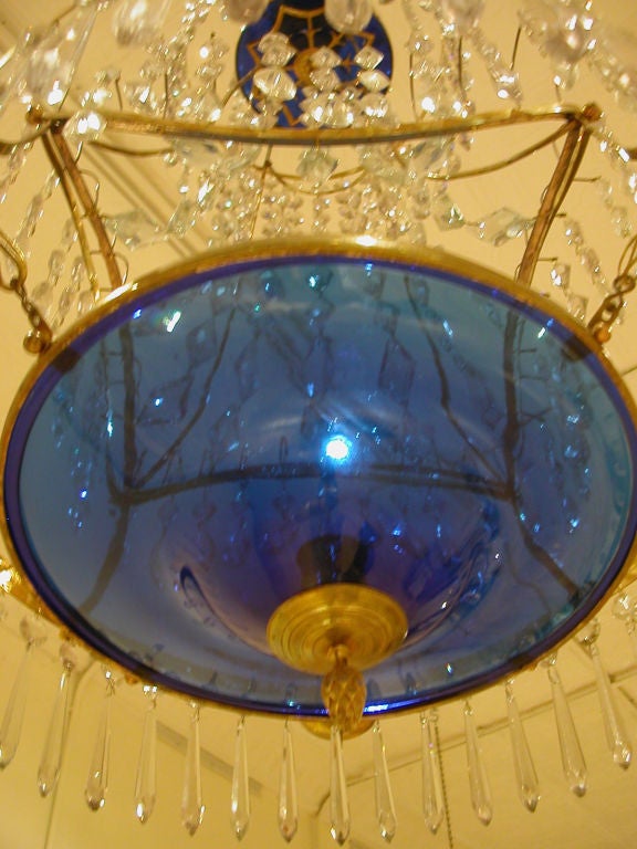 Swedish Gustavian Ormolu And Cobalt Five-light Chandelier