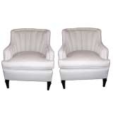 Pair Channel Back Club Chairs