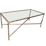 Vintage Solid Brass Faux Bamboo  Coffee Table