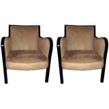 Pair Ebonized Swedish Club Chairs