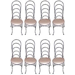 Eight Powder-Coated Iron Faux Bamboo Chairs