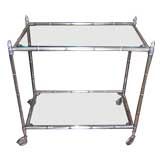 Mid Century Faux Bamboo Silver Plate Bar Cart