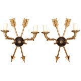 Pair French Brass Arrow Sconces