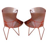 Pair Burnt Orange Bertoia Chairs