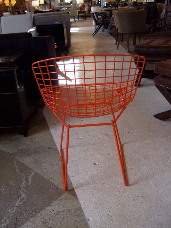 Mid-20th Century Pair Burnt Orange Bertoia Chairs
