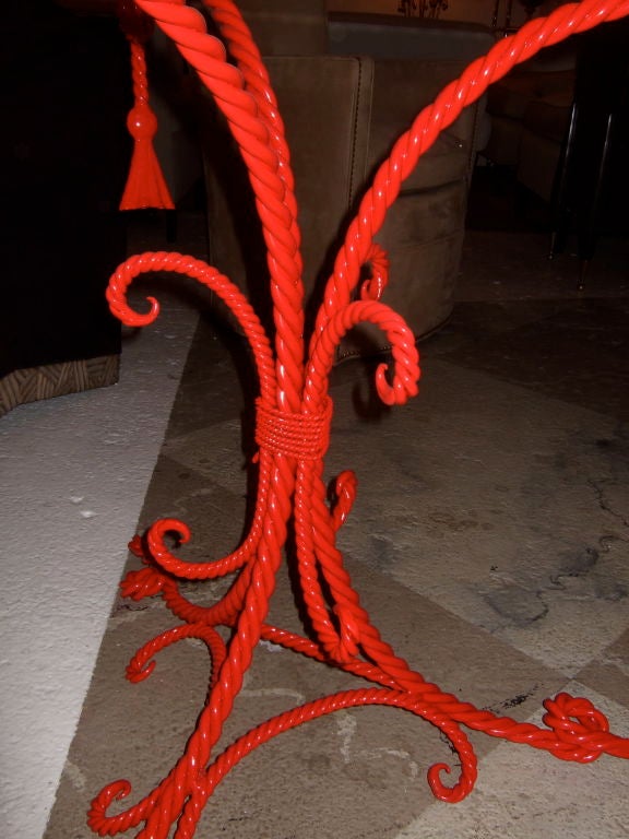 Rich Italian Red Tassel & Rope Patio Table