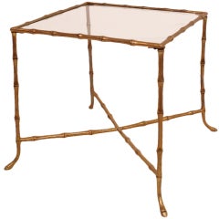 Brass Faux Bamboo Side Table Brass Faux Bamboo Side Table