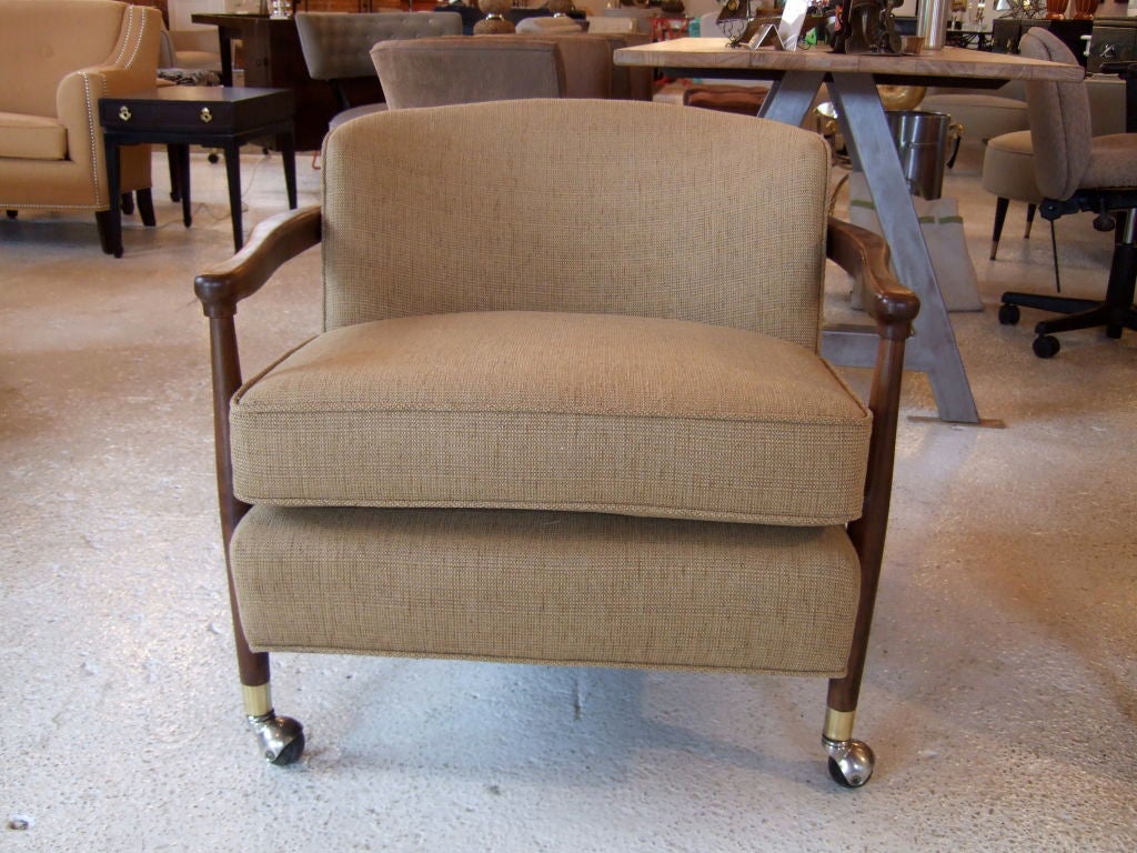 American Pair of Upholstered Barrel Chairs