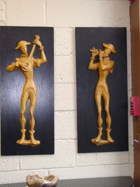 Mid-20th Century Pair of Segura plaster figure panels