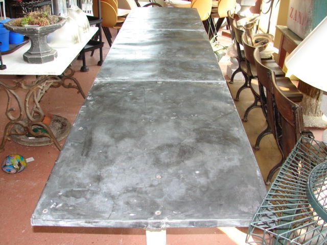 Mid-20th Century Vintage zinc top farm table
