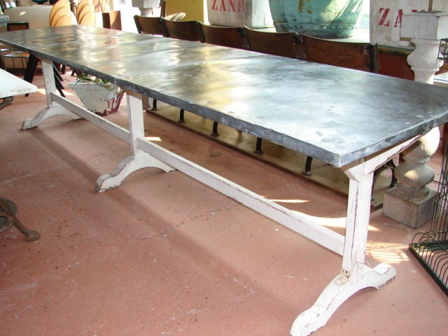French Vintage zinc top farm table