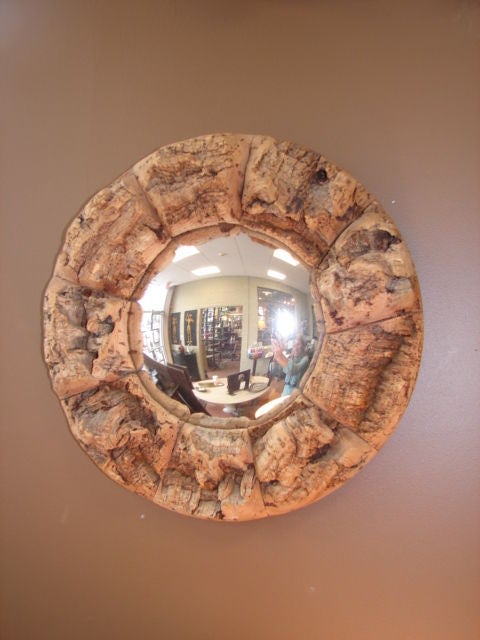 Wonderful chunky cork bullseye mirror, from NY art dealer's estate