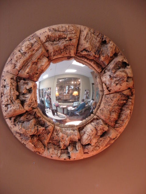 Cork convex mirror In Excellent Condition In Pound Ridge, NY