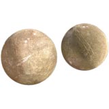 Pair of massive carved stone balls