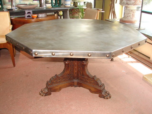 Octagonal steel top table
