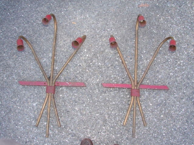 Pair of large painted metal sconces