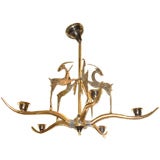 Vintage Tyrolean chandelier with Alpine Ibex or gazelle figures